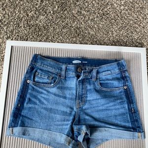 Okay Navy light wash boyfriend style jean shorts